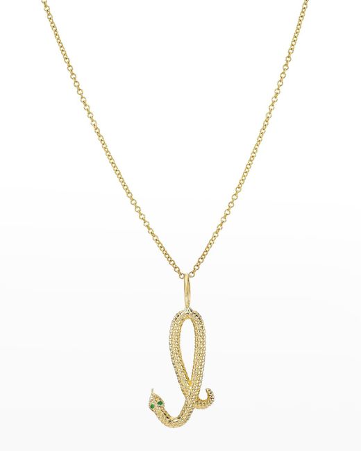 Zoe Lev Metallic 14K Snake Initial Necklace