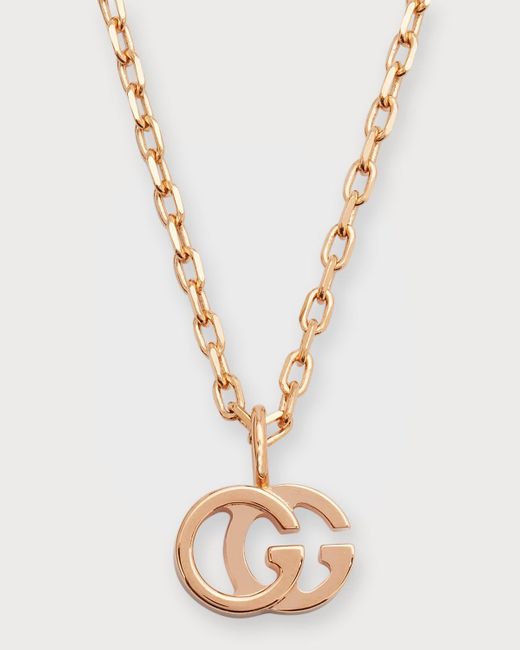 Gucci White Running G 18k Rose Gold Pendant Necklace