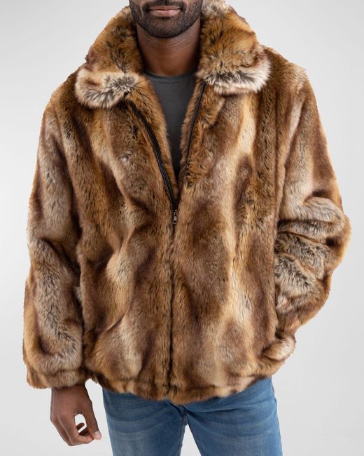 Fabulous Furs Brown Faux-Fur Bomber Jacket for men
