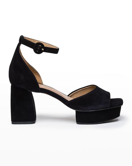 Bernardo Raleigh Suede Ankle-strap Platform Sandals in Black | Lyst