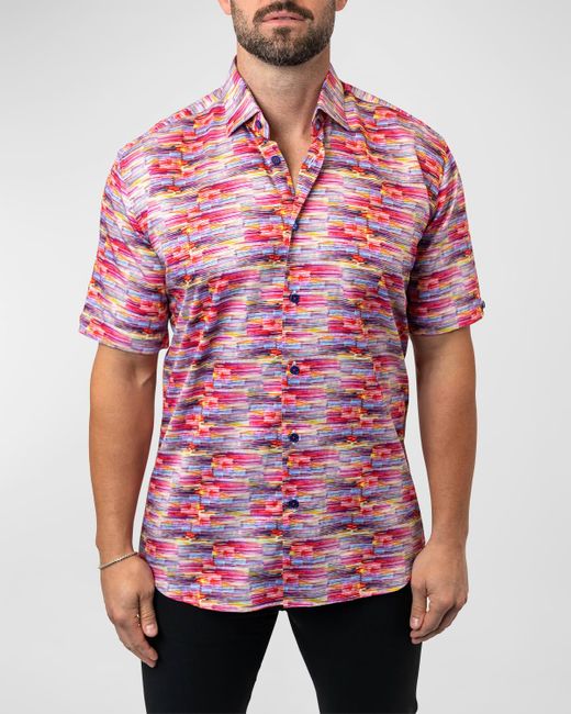 Maceoo Red Galileo Sunset Sport Shirt for men