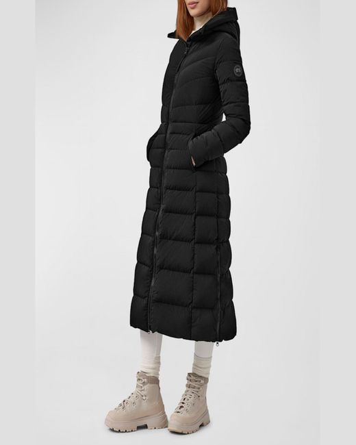 Canada Goose Clair Hooded Long Puffer Coat in Black | Lyst