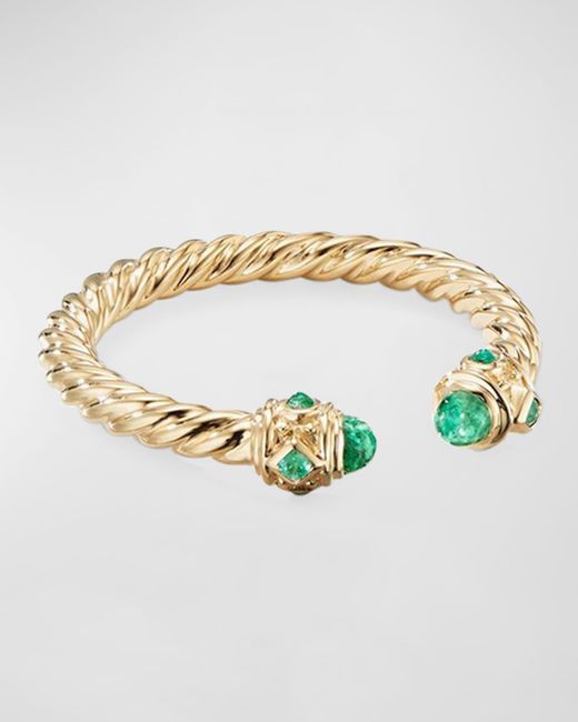 David Yurman Metallic 18k Gold Renaissance Ring With Turquoise, Size 5