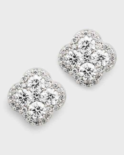 Neiman Marcus 18k White Gold Diamond Flower Stud Earrings
