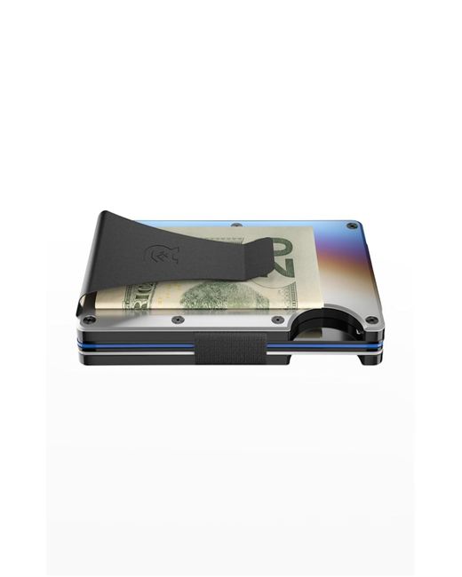THE RIDGE Blue Rfid Money Clip Metal Wallet, Brown for men