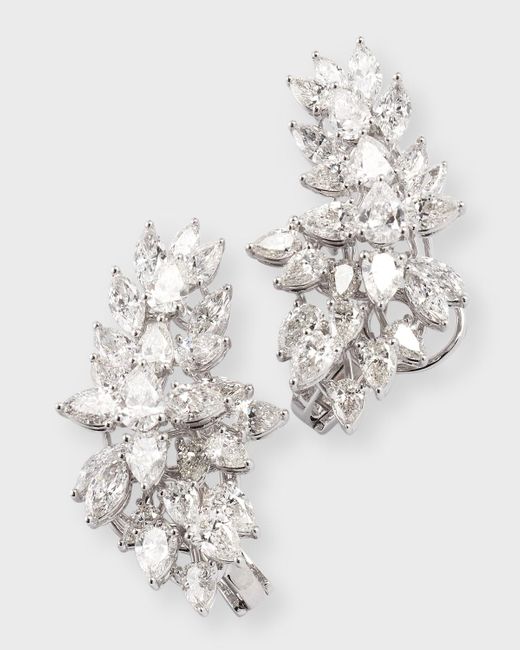 Neiman Marcus Lab Grown Diamond 18k White Gold Pear And Marquise Cluster Earrings