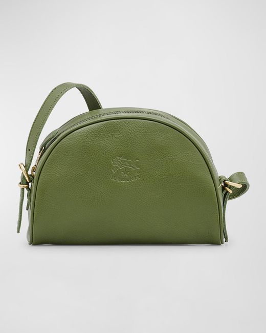 Il Bisonte Green Classic Zip Leather Crossbody Bag