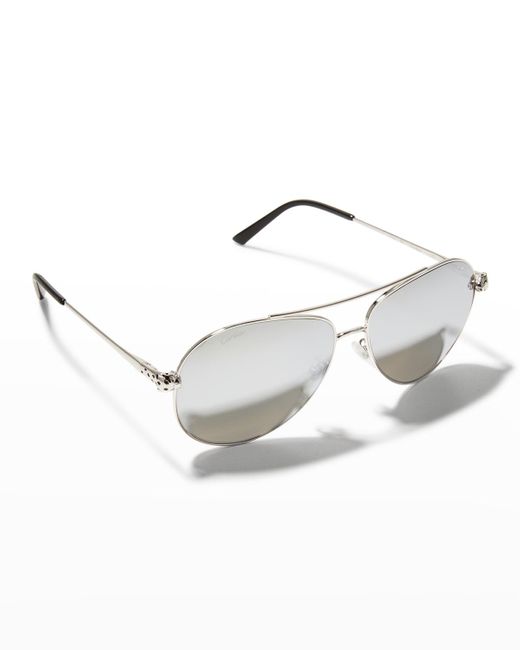 Cartier White Panthére Metal Aviator Sunglasses for men