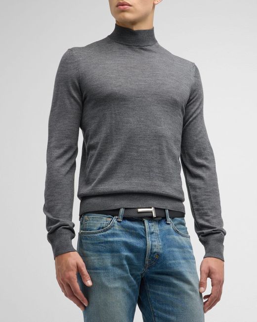 Tom Ford Gray Wool Mock Neck Sweater for men