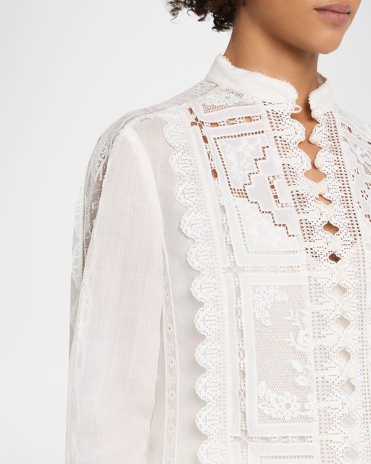 Zimmermann White Aster Embroidered Blouse