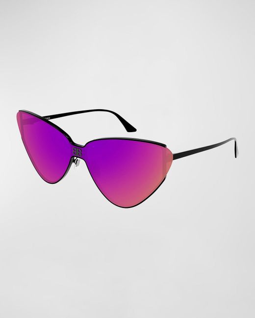 Balenciaga Purple Logo Metal Cat-eye Sunglasses