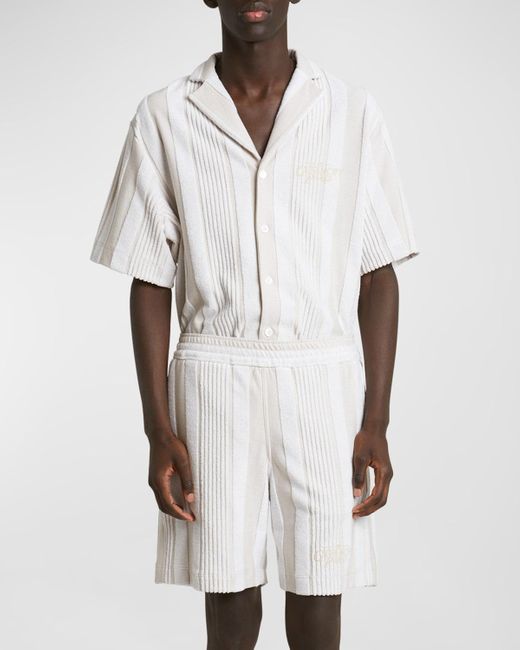 Givenchy White Vertical Stripe Cotton Toweling Shorts for men