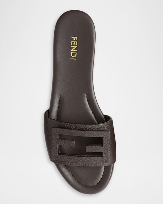 Fendi Multicolor Ff Leather Flat Sandals