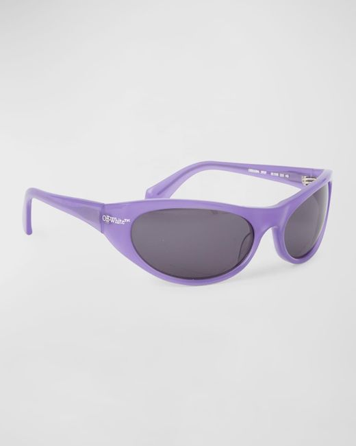 Off-White c/o Virgil Abloh Purple Napoli Logo Acetate Wrap Sunglasses