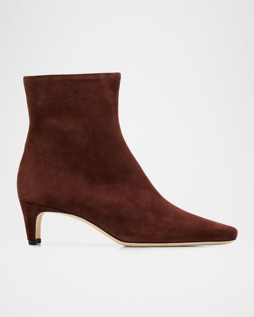 Staud Brown Wally Suede Ankle Boots