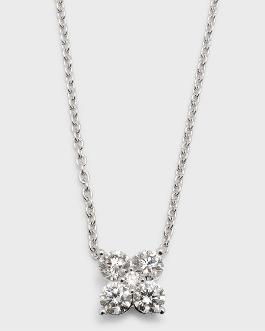 Neiman Marcus 18k White Gold Round Diamond Flower Pendant