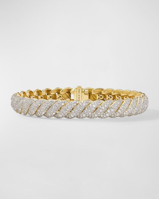 David Yurman Metallic Sculpted Cable Bracelet With Diamonds In 18k Gold, 8.5mm