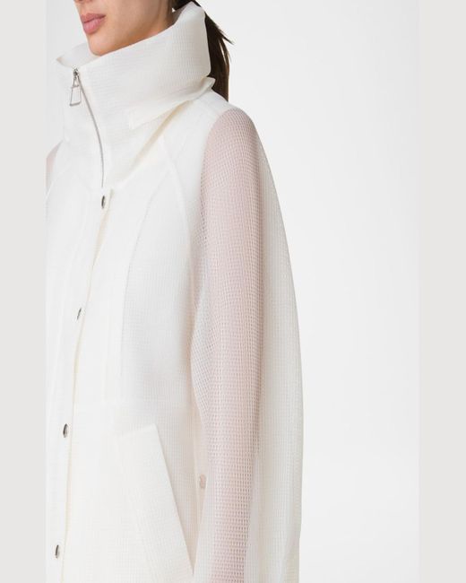 Akris White Palina Double Layer Techno Grid Parka