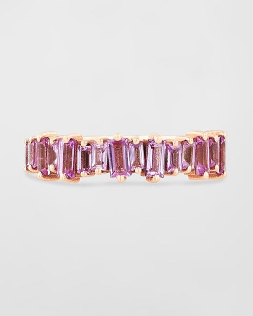 Suzanne Kalan Pink Sapphire Baguette Half-band Ring, Size 4-8