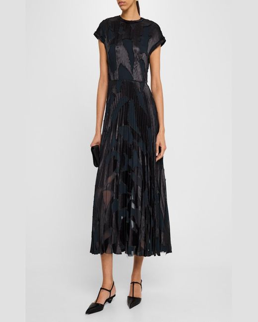 Jason Wu Black Abstract Fil Couple Fit-Flare Midi Dress