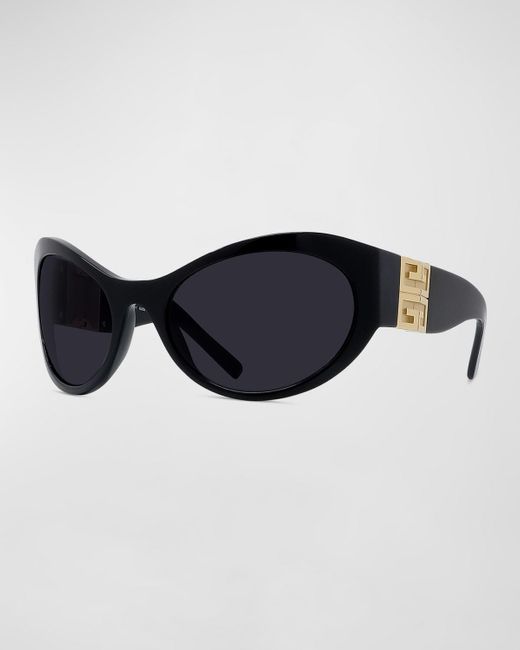 Givenchy Black 4g Acetate Oval Sunglasses for men