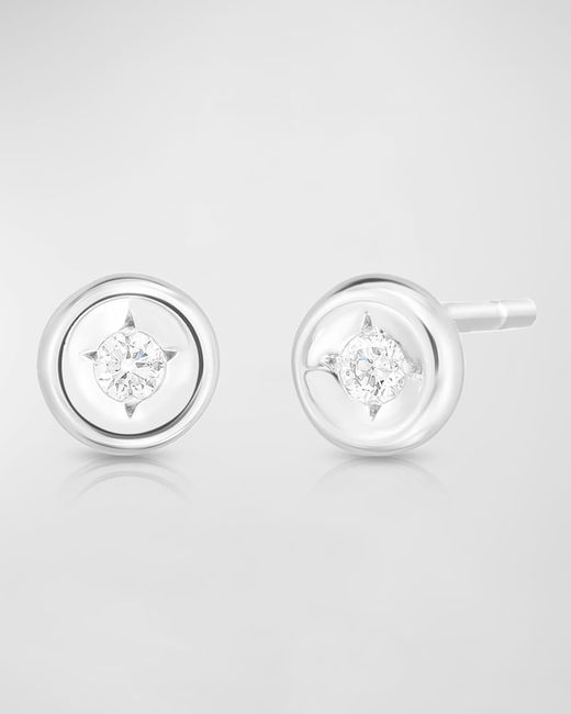 Roberto Coin Metallic 18k White Gold Diamond Round Stud Earrings