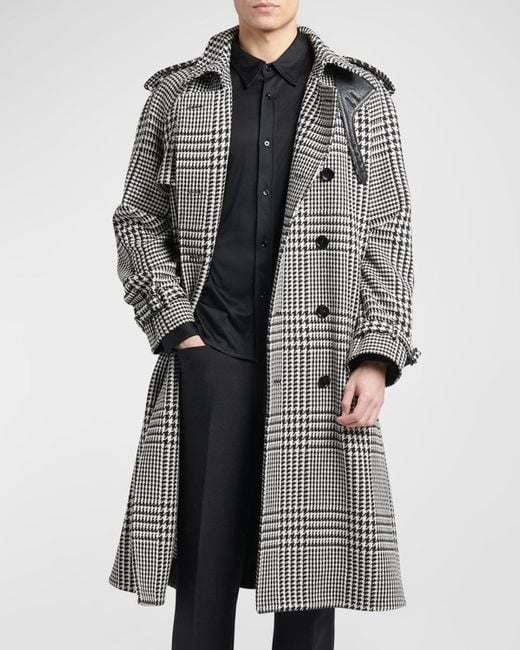 Tom Ford Gray Grand Prince Of Wales Trench Coat for men