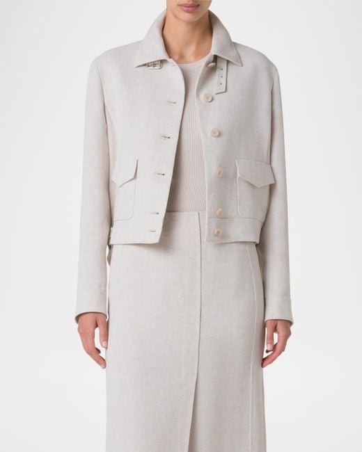 Akris Gray Peer Twisted Linen Double-Face Jacket