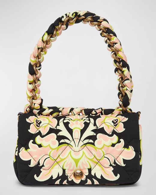 Etro Metallic Tessuto Floral Quilted Top-Handle Bag