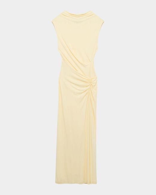 Jonathan Simkhai White Acacia Sleeveless Ruched Midi Dress