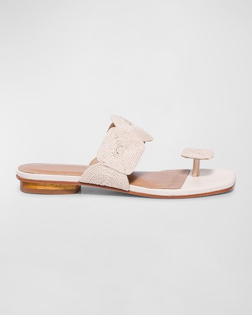 Bernardo White Raffia Thong Flat Slide Sandals