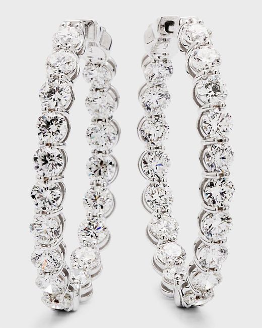 Neiman Marcus 18k White Gold Diamond Oval Hoop Earrings, 9.18tcw
