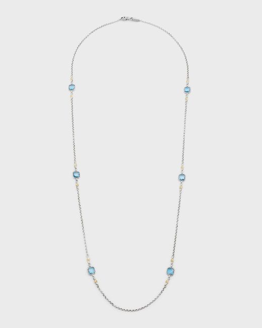 Konstantino White Silver And Gold Blue Spinel Necklace