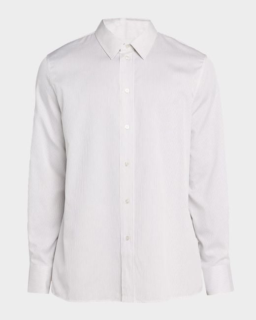 Saint Laurent White Poplin Fine Stripe Sport Shirt for men