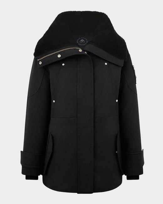 Moose Knuckles Black Aurora Shearling Trim Jacket