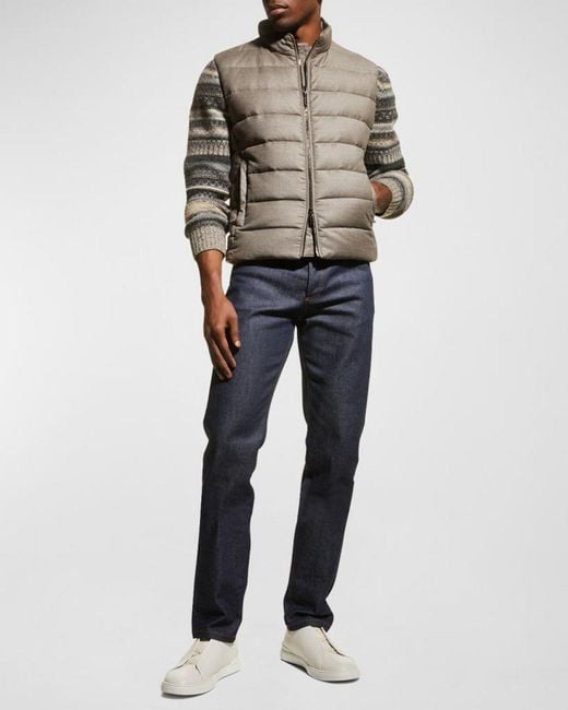 Moorer Gray Apos;S Flannel Down Vest for men