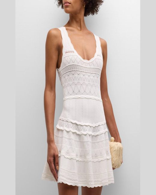 LoveShackFancy White Ronelle Sleeveless Embroidered Scoop-Neck Mini Dress