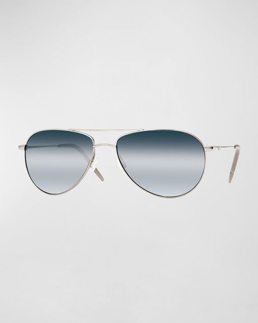 Oliver Peoples Blue Benedict 59 Aviator Sunglasses for men