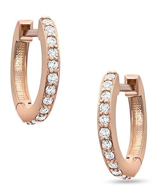 Dominique Cohen Metallic 18k Rose Gold Diamond Huggie Hoop Earring