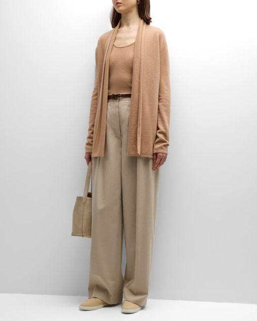 Neiman Marcus Brown Cashmere Basic Open Cardigan