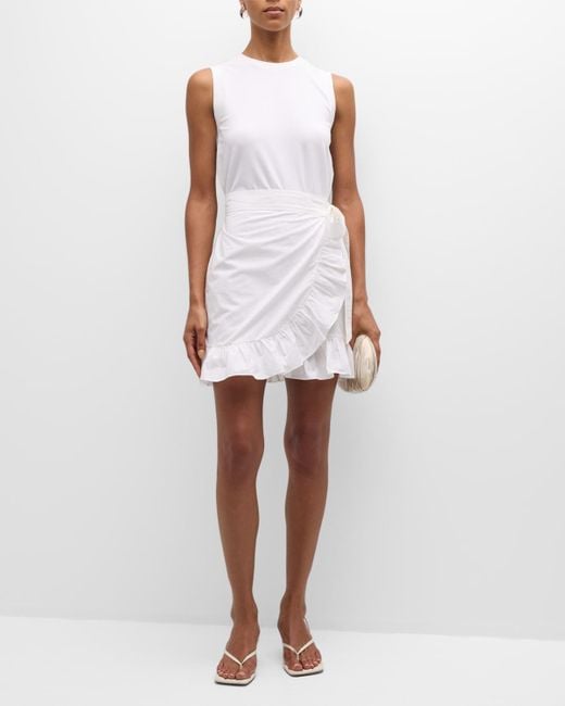Cinq À Sept White Mahlia Sleeveless Wrap-Skirt Mini Dress