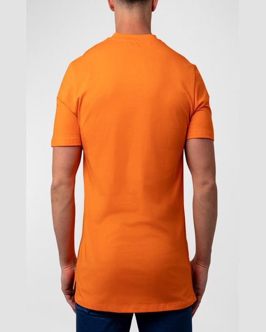 Maceoo Orange Vivaldi Solid V-neck T-shirt for men