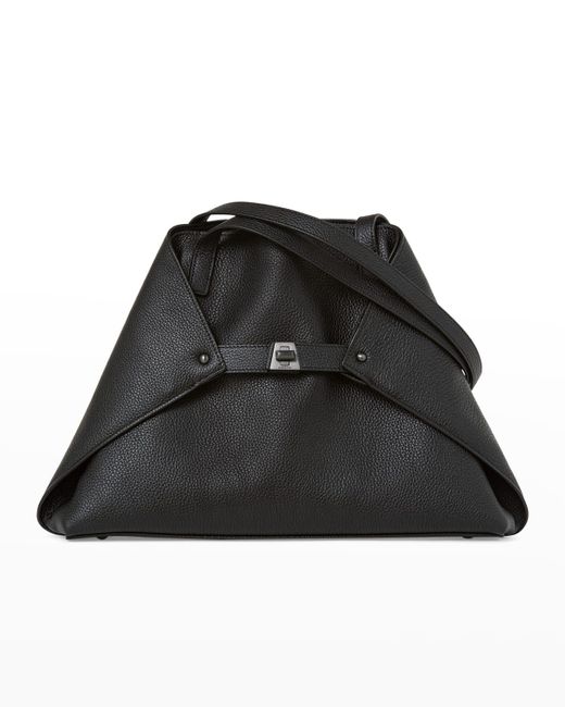 Akris Black Ai Small Leather Shoulder Tote Bag