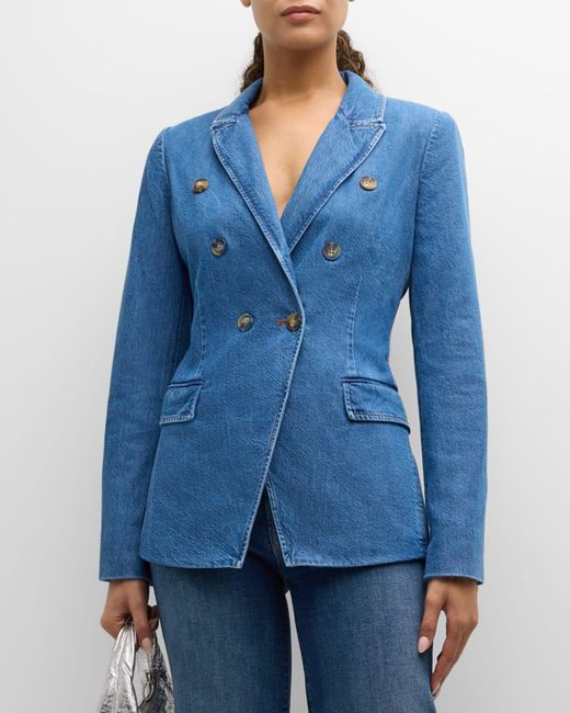 Tanya Taylor Blue Michelle Tailored Denim Cutaway Jacket