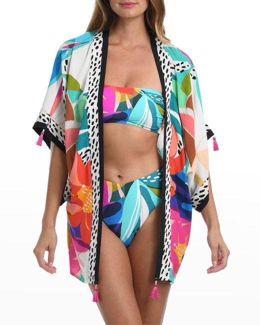 La Blanca Multicolor Eclectic Shore Coverup Kimono