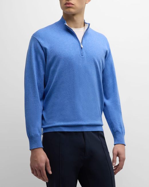 Peter Millar Blue Whitaker Quarter-Zip Sweater for men