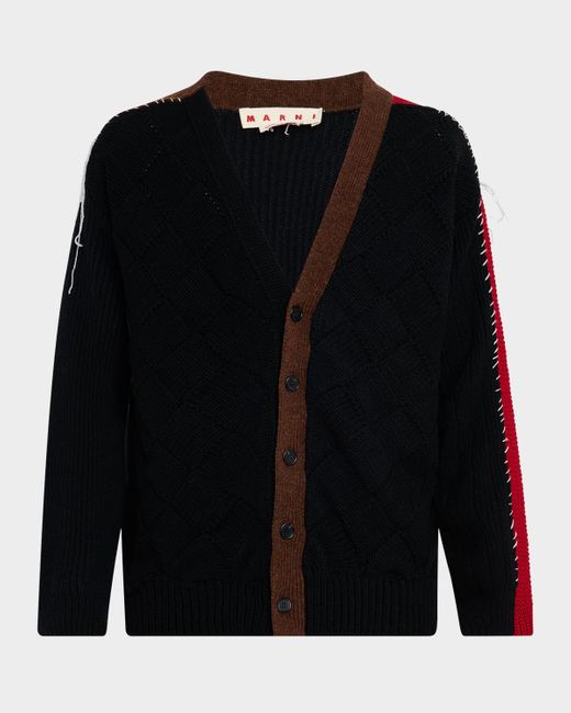 Marni Black Wool Mix Knit Cardigan for men
