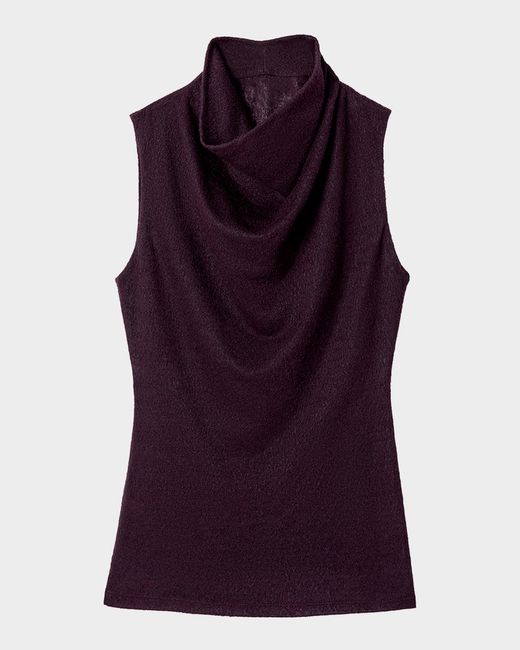 Smythe Purple Cowl-Neck Knit Shell