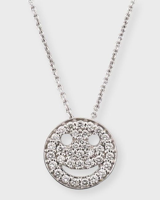 Lisa Nik 18k White Gold Diamond Smile Necklace