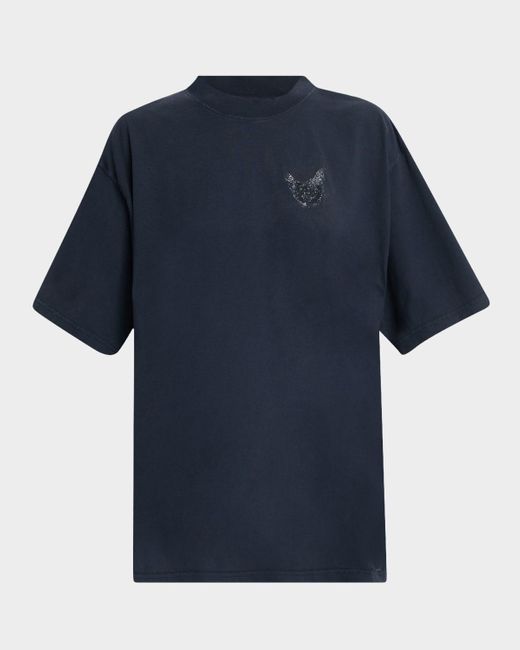 Balenciaga Blue Logo Medium Fit T-Shirt